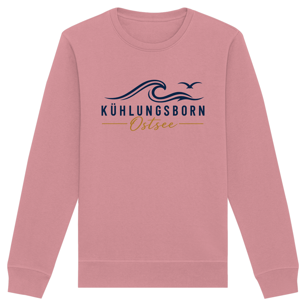 Kühlungsborn Baltic Waves Bio-Unisex-Sweatshirt Light Edition in Canyon Pink – originales Shirtigo-Frontmockup