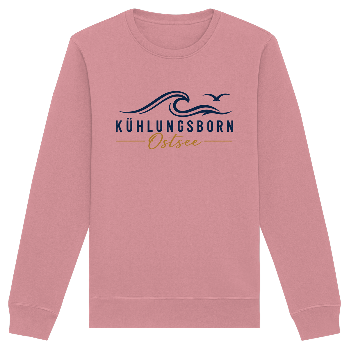 Kühlungsborn Baltic Waves Bio-Unisex-Sweatshirt Light Edition in Canyon Pink – originales Shirtigo-Frontmockup