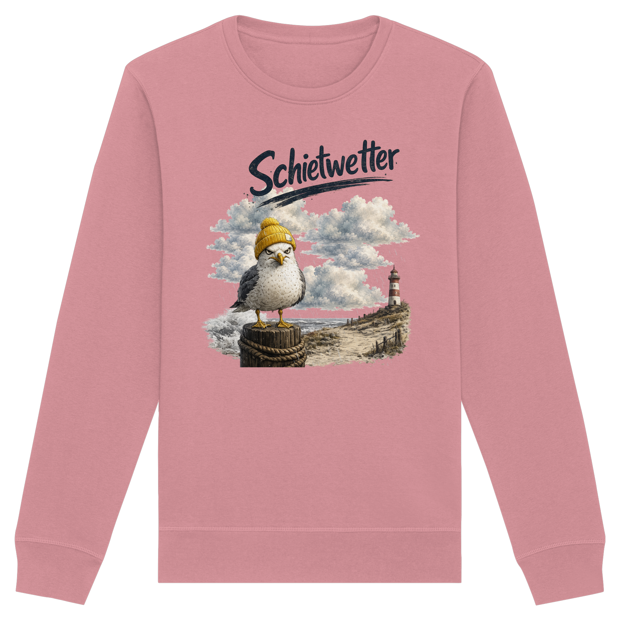 Möwe - Schietwetter - Ostsee - Leuchtturm - Maritimes Küsten Motiv - Für Ostsee und Nordsee - Fans - Organic Basic Unisex Sweatshirt