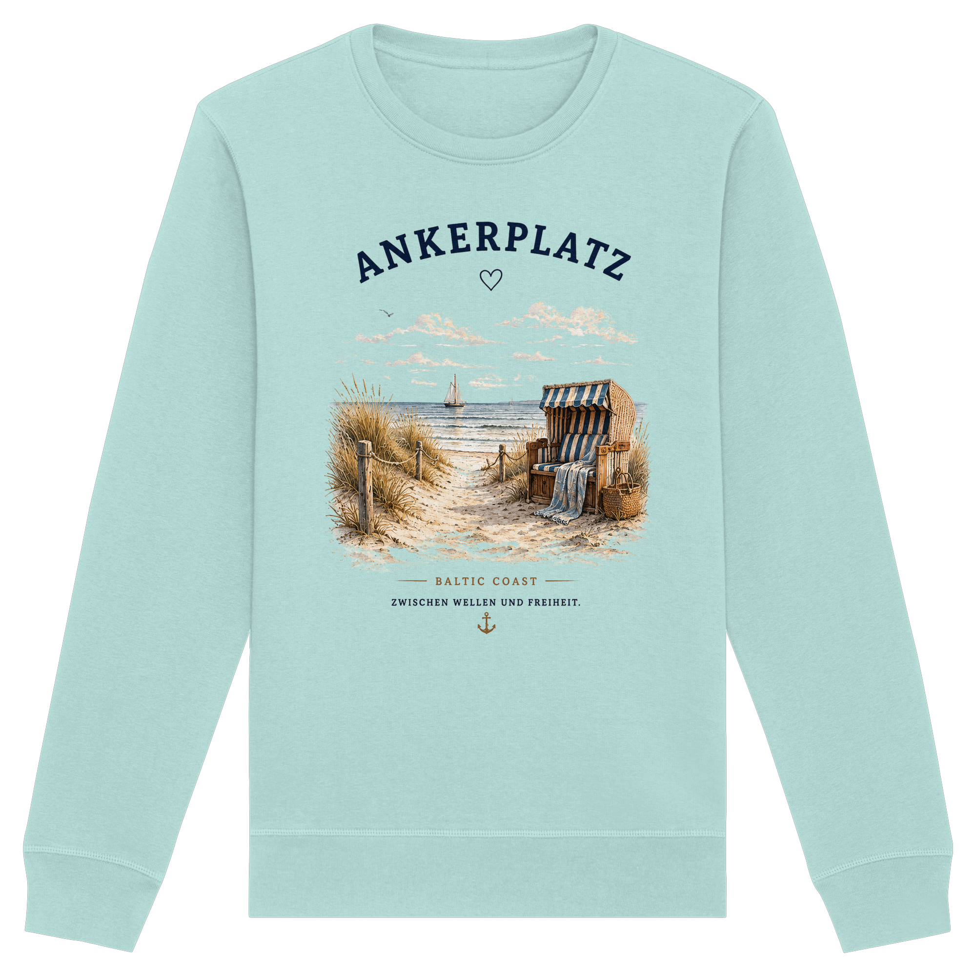 Ankerplatz Sweatshirt – Küstengefühl – Organic Basic Unisex Sweatshirt