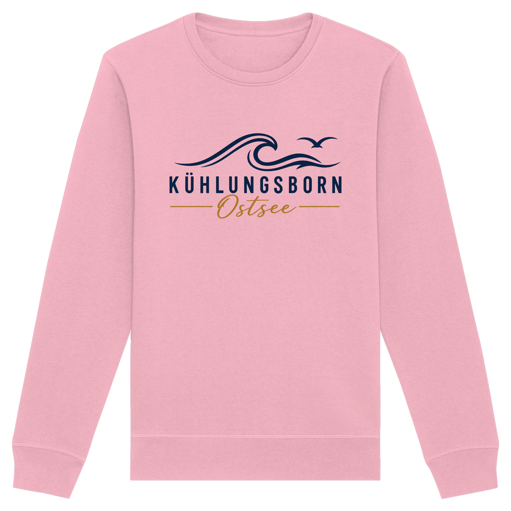 Kühlungsborn Baltic Waves Bio-Unisex-Sweatshirt Light Edition in Cotton Pink – originales Shirtigo-Frontmockup
