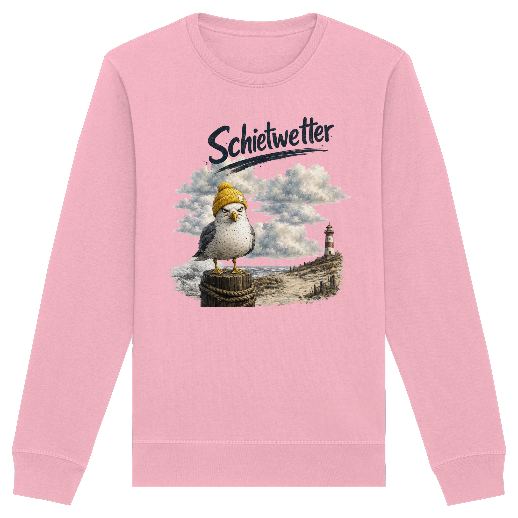 Möwe - Schietwetter - Ostsee - Leuchtturm - Maritimes Küsten Motiv - Für Ostsee und Nordsee - Fans - Organic Basic Unisex Sweatshirt