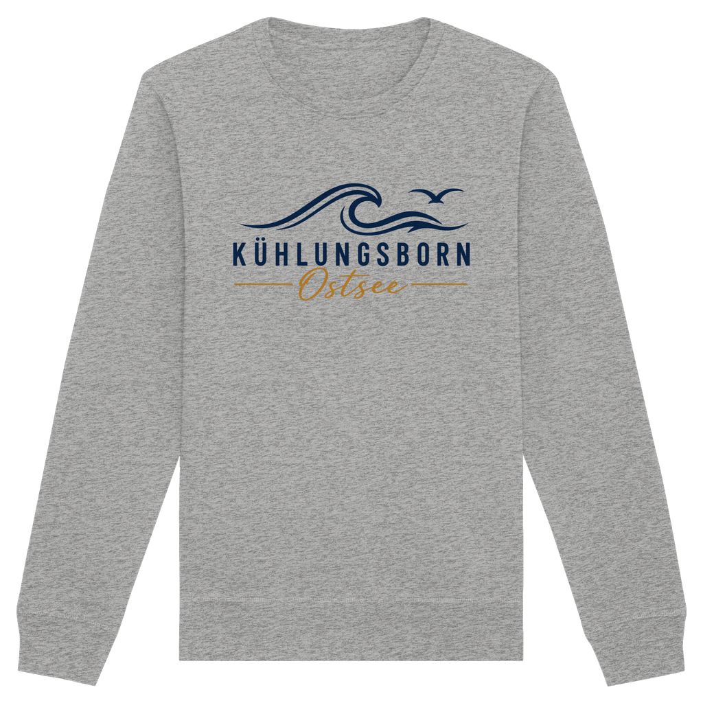 Kühlungsborn Baltic Waves Bio-Unisex-Sweatshirt Light Edition in Heather Grey – originales Shirtigo-Frontmockup