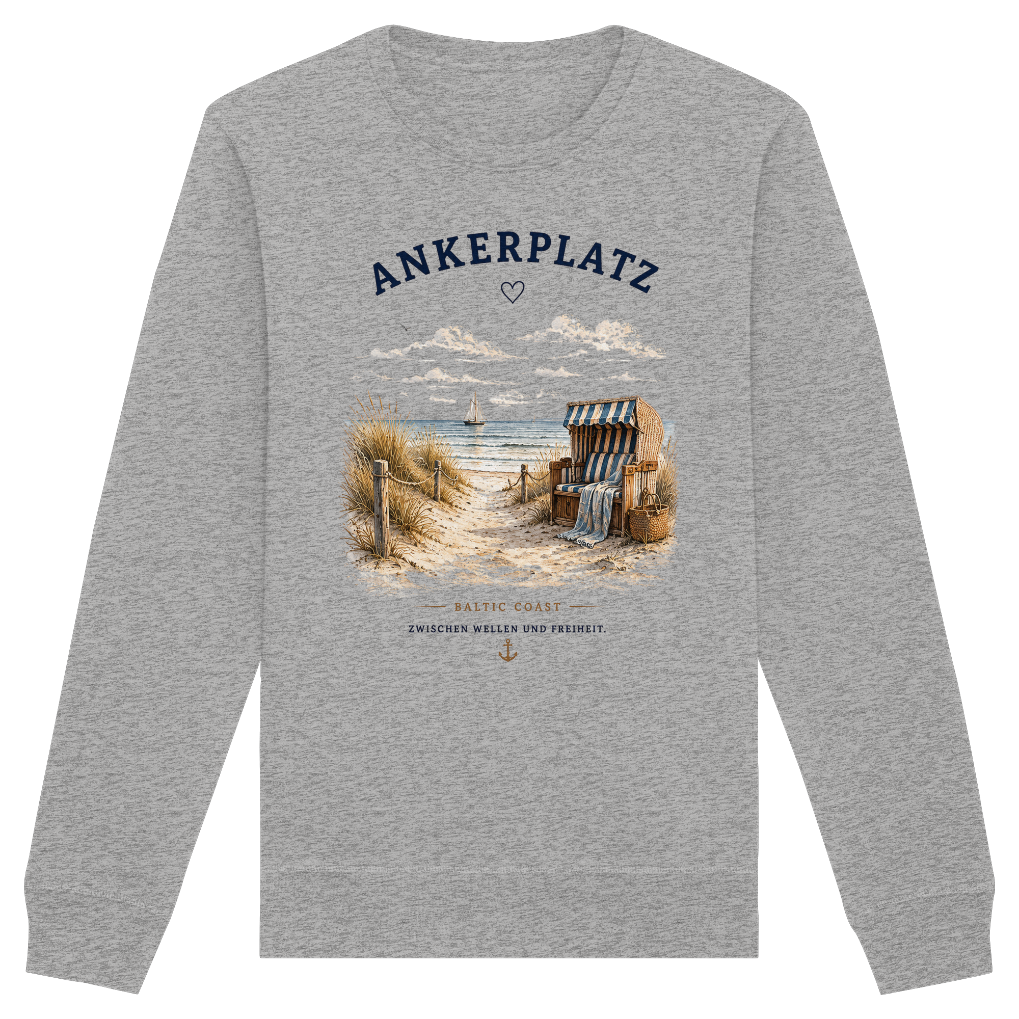 Ankerplatz Sweatshirt – Küstengefühl – Organic Basic Unisex Sweatshirt