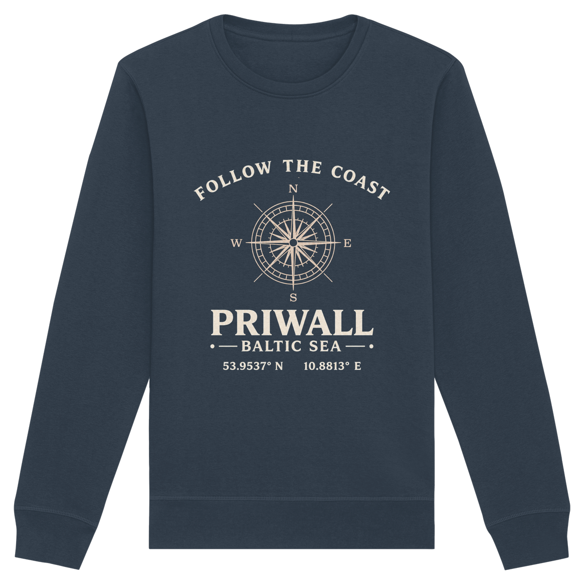 Follow the Coast – Priwall Kompass Dark Edition – Bio-Sweatshirt