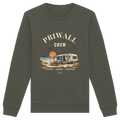 Bio Unisex Sweatshirt in Khaki mit korrigiertem Priwall-Crew-Motiv der Dark Edition – Vorderansicht