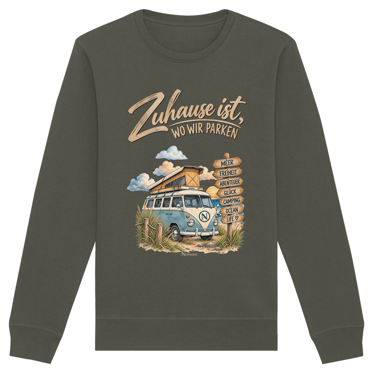 Zuhause ist, wo wir parken – Vanlife & Camping - Bio Unisex Sweatshirt