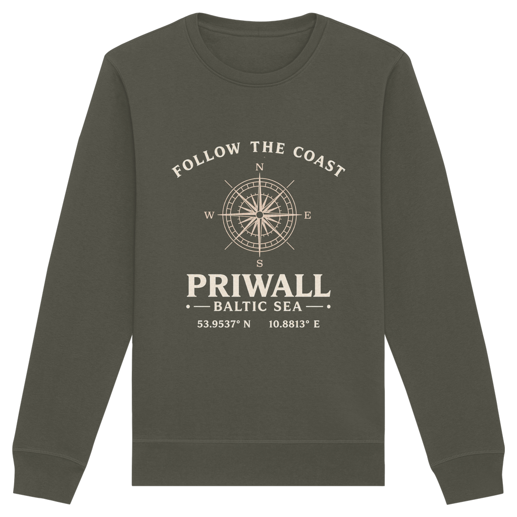 Follow the Coast – Priwall Kompass Dark Edition – Bio-Sweatshirt