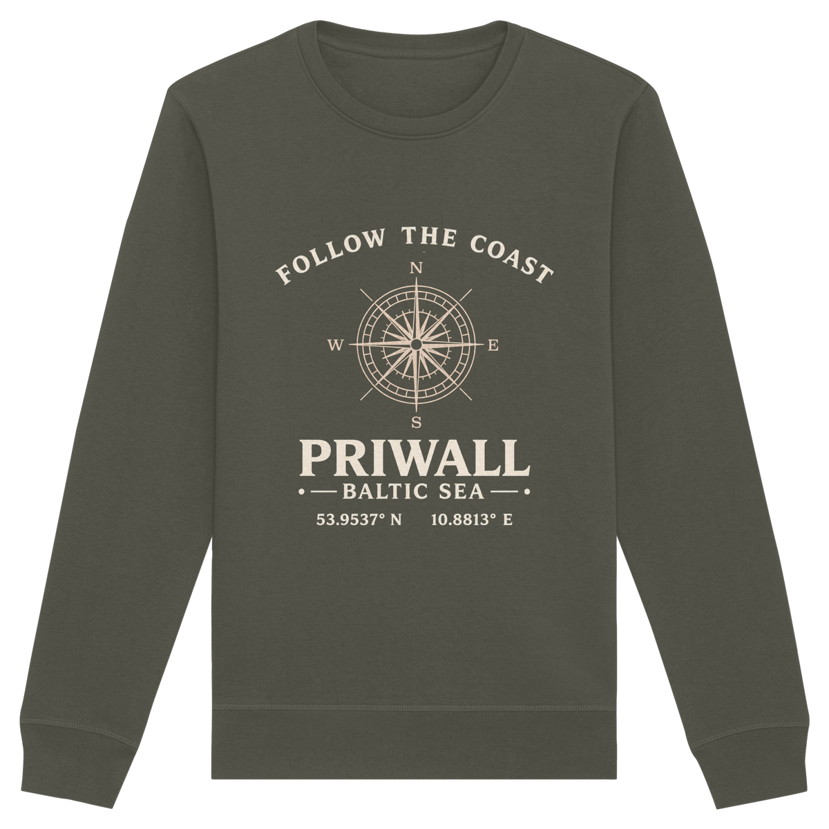 Follow the Coast – Priwall Kompass Dark Edition – Bio-Sweatshirt