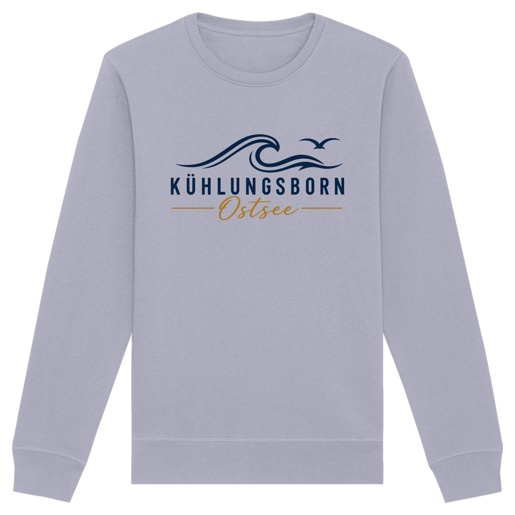 Kühlungsborn Baltic Waves Bio-Unisex-Sweatshirt Light Edition in Serene Blue – originales Shirtigo-Frontmockup