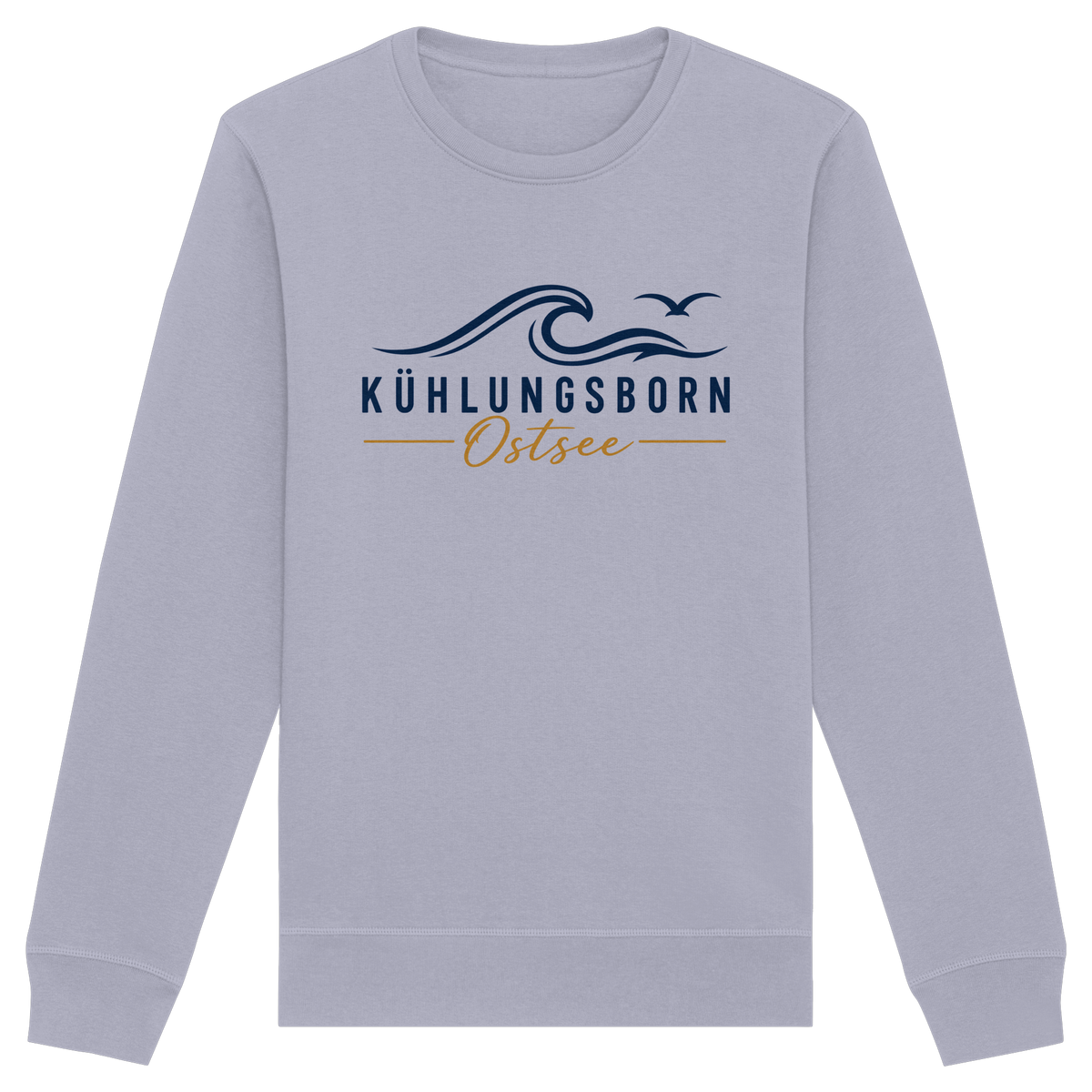 Kühlungsborn Baltic Waves Bio-Unisex-Sweatshirt Light Edition in Serene Blue – originales Shirtigo-Frontmockup