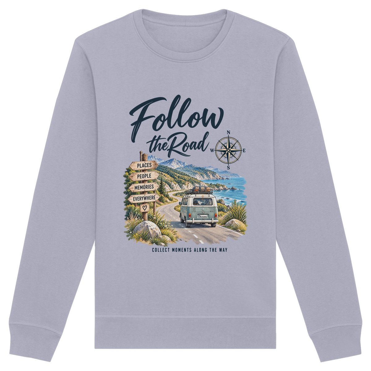 Follow the Road – Vanlife – Bio Unisex Sweatshirt – Frontprint