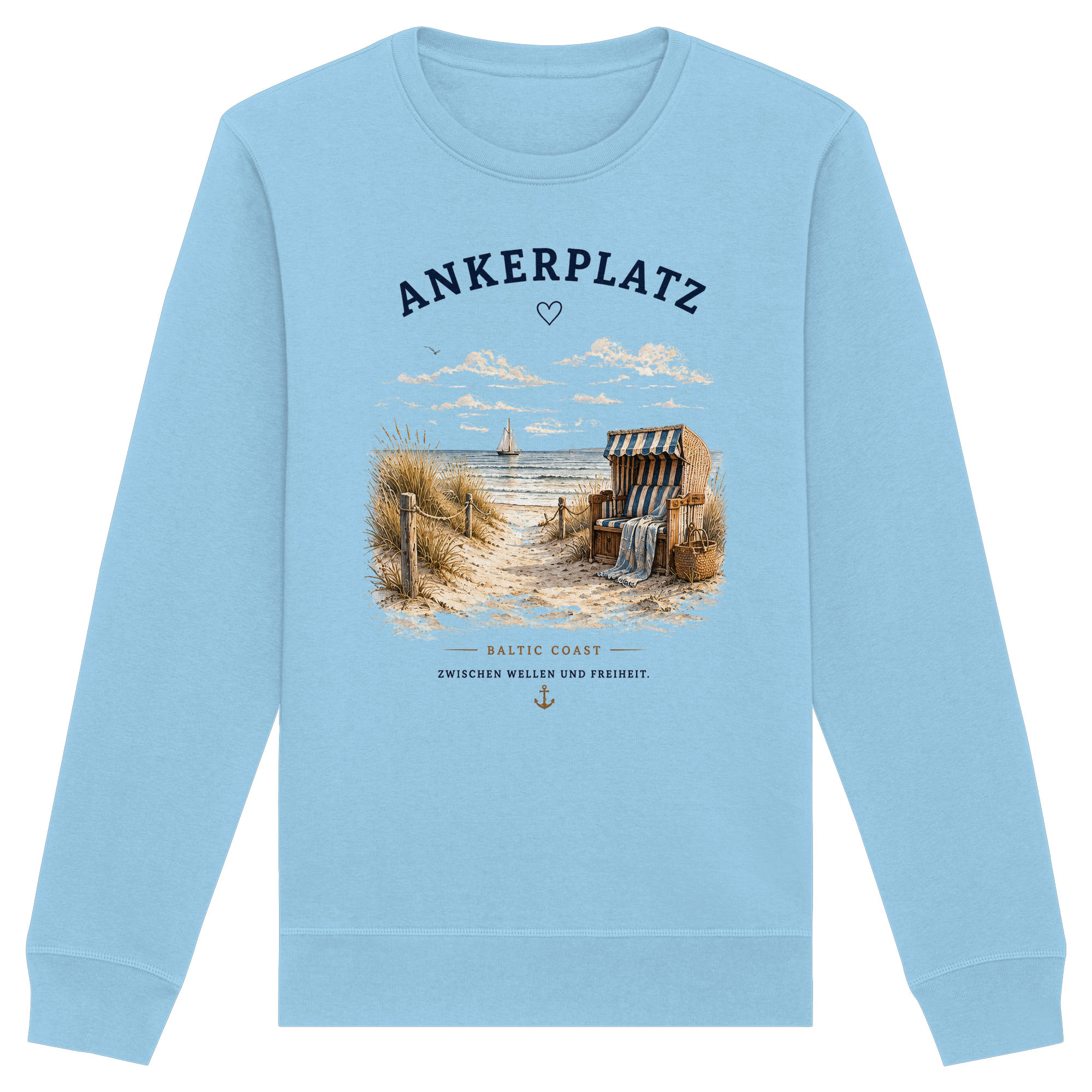Ankerplatz Sweatshirt – Küstengefühl – Organic Basic Unisex Sweatshirt