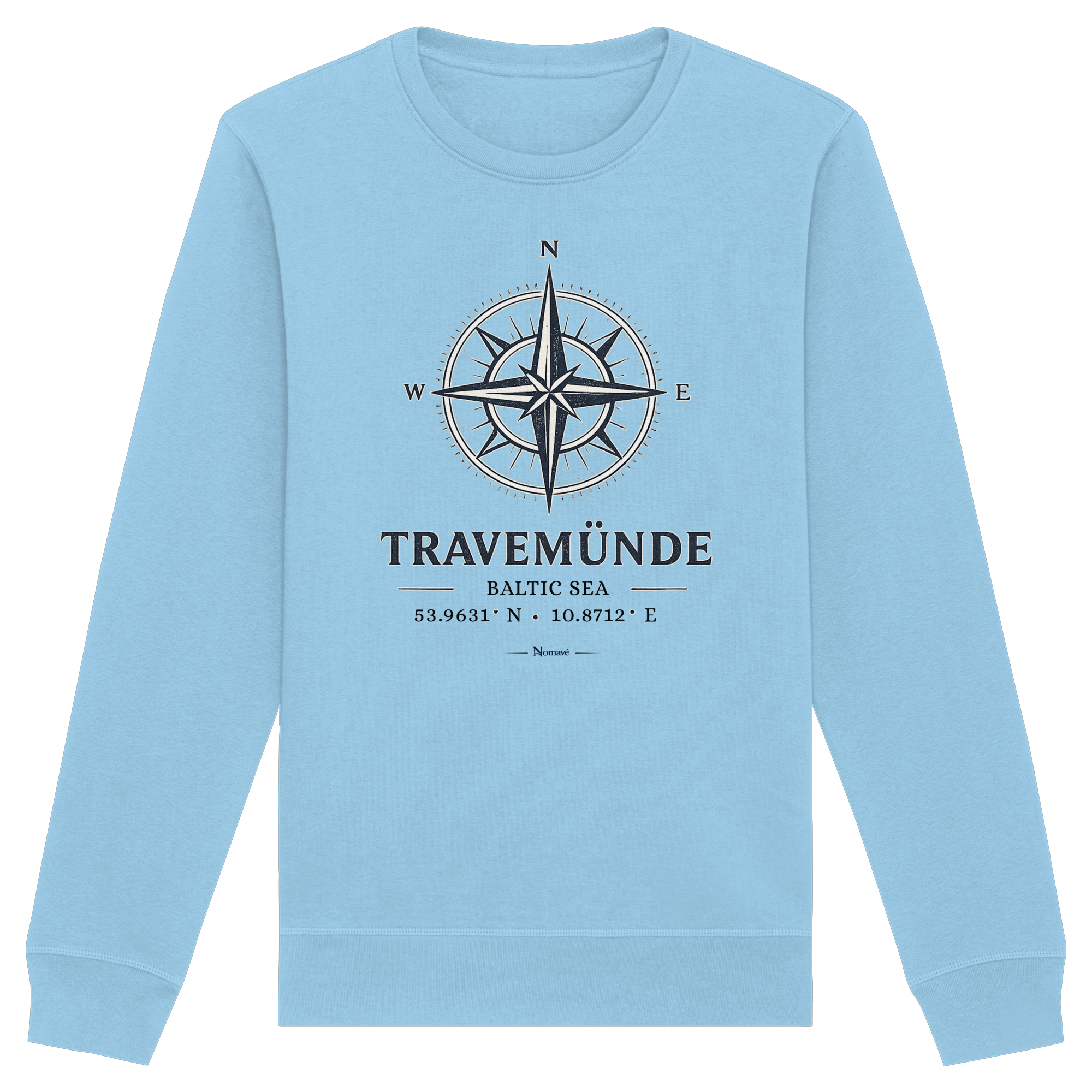 Travemünde Windrose – Baltic Sea Bio Sweatshirt aus 100 % Bio-Baumwolle