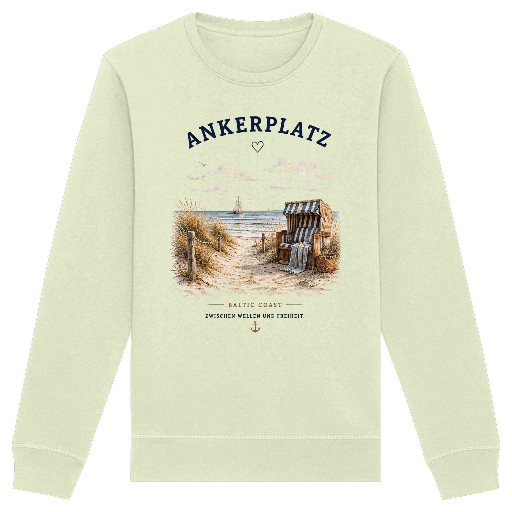 Ankerplatz Sweatshirt – Küstengefühl – Organic Basic Unisex Sweatshirt