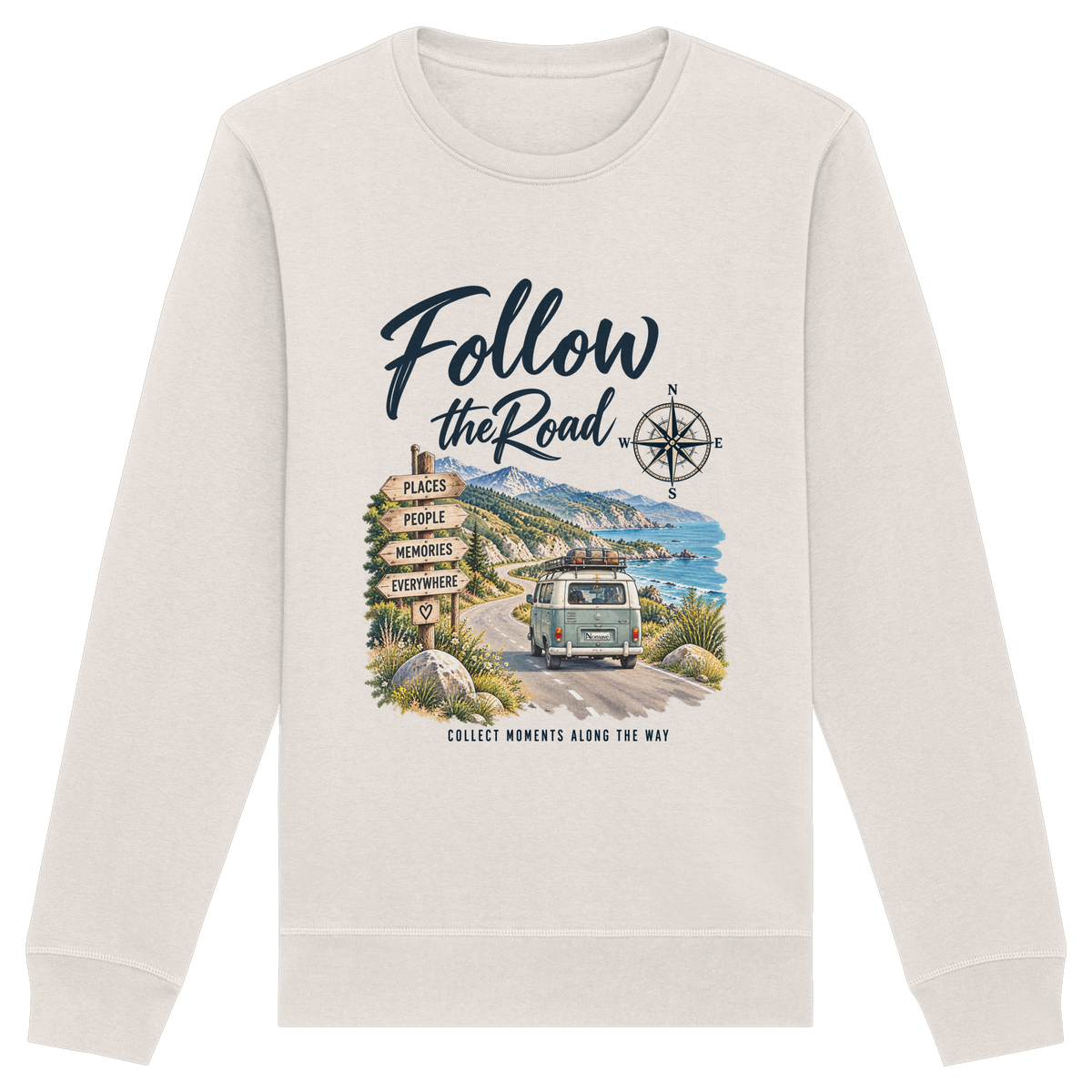 Follow the Road – Vanlife – Bio Unisex Sweatshirt – Frontprint