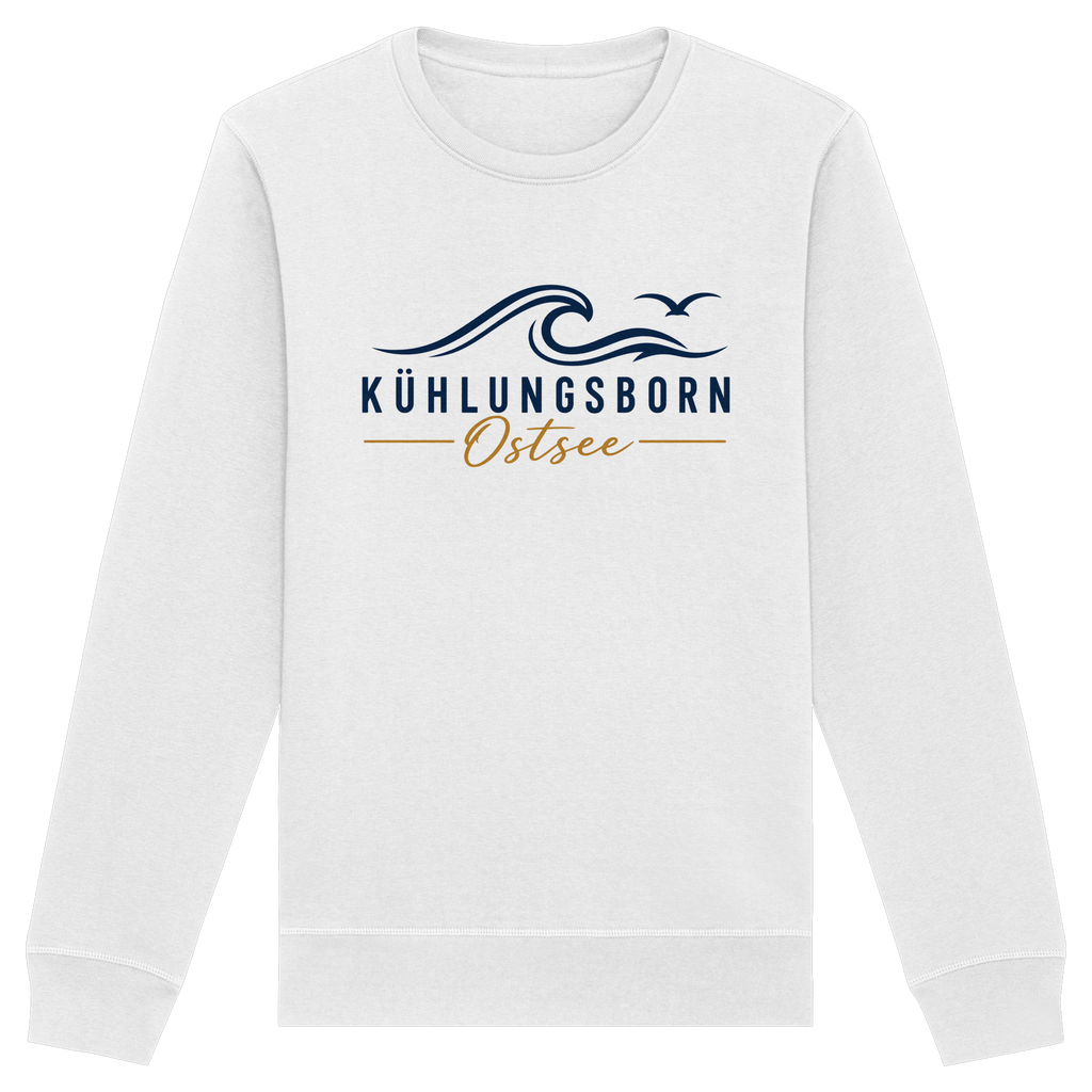Kühlungsborn Baltic Waves Bio-Unisex-Sweatshirt Light Edition in White – originales Shirtigo-Frontmockup