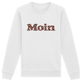 Bio-Unisex-Sweatshirt White, Vorderansicht mit Moin Leo Blush Pink.