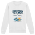 Original-Mockup 1: Unisex Bio-Sweatshirt in White mit Timmendorfer Strand – Baltic Sea Frontprint.