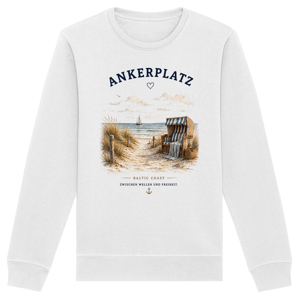 Ankerplatz Sweatshirt – Küstengefühl – Organic Basic Unisex Sweatshirt