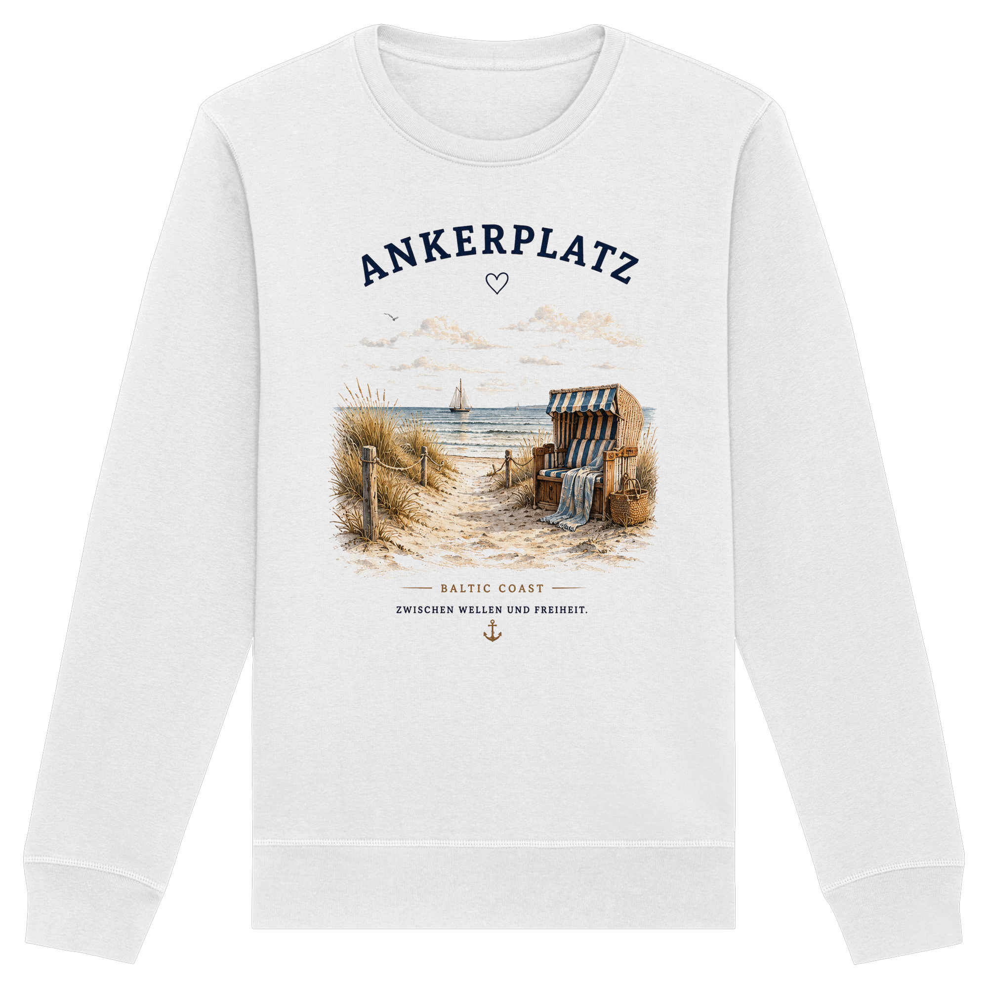 Ankerplatz Sweatshirt – Küstengefühl – Organic Basic Unisex Sweatshirt