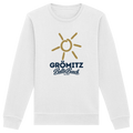 Unisex Sweatshirt Grömitz Sonne Baltic Beach in White – Frontdruck mit goldener Sonne, Shirtigo-Originalmockup 1