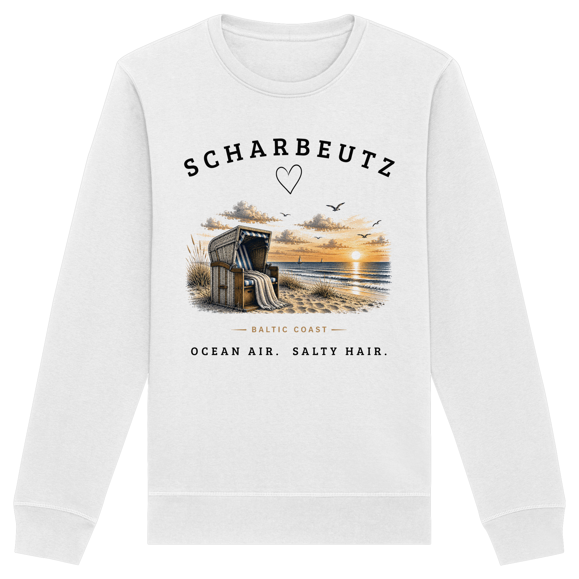 Scharbeutz Ostsee Sweatshirt – Strandkorb Sonnenuntergang