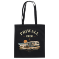 Bio-Baumwolltasche in Black mit korrigiertem Priwall-Crew-Motiv – Vorderansicht
