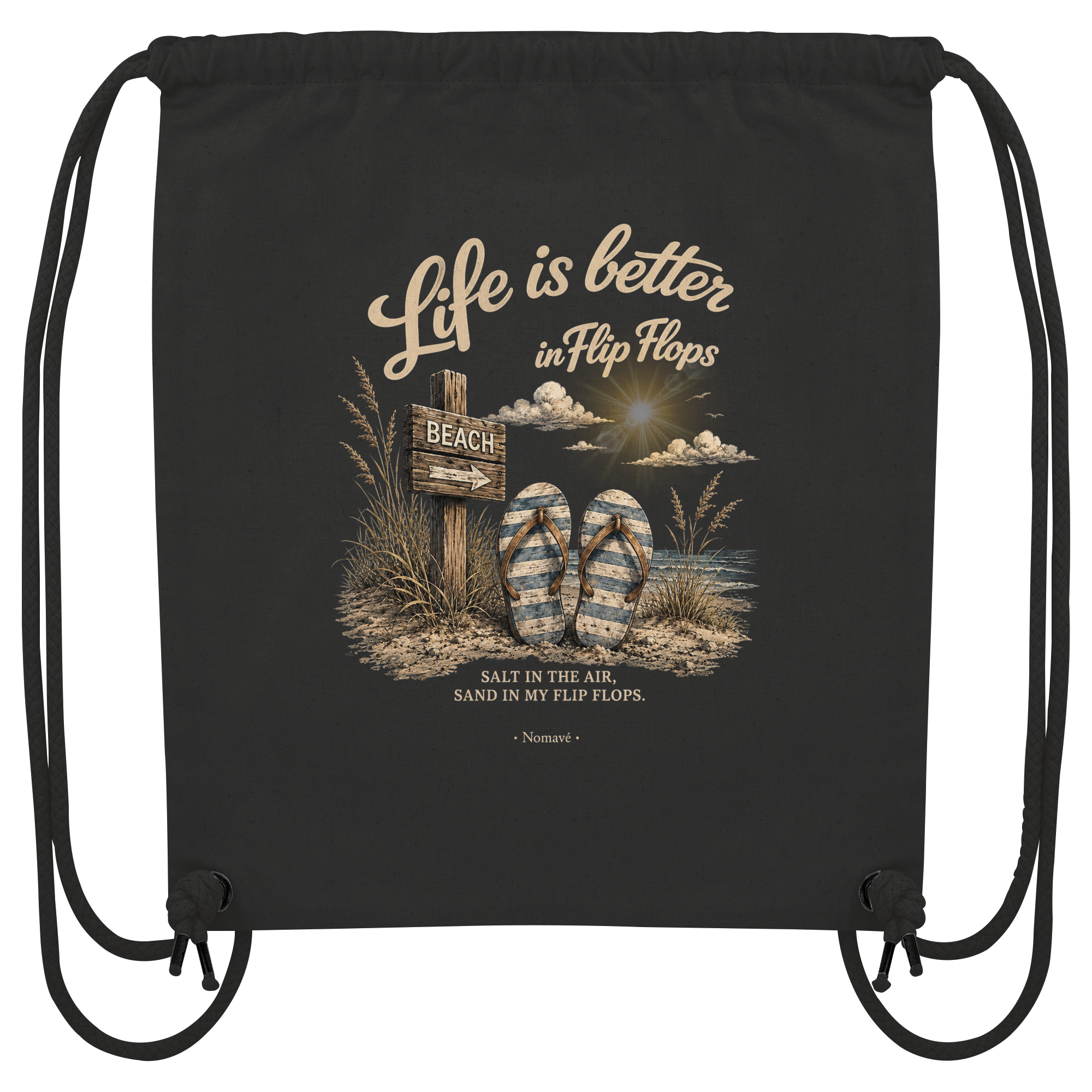Life-is-better-in-Flip-Flops-Dark-Edition - Organic Gym-Bag