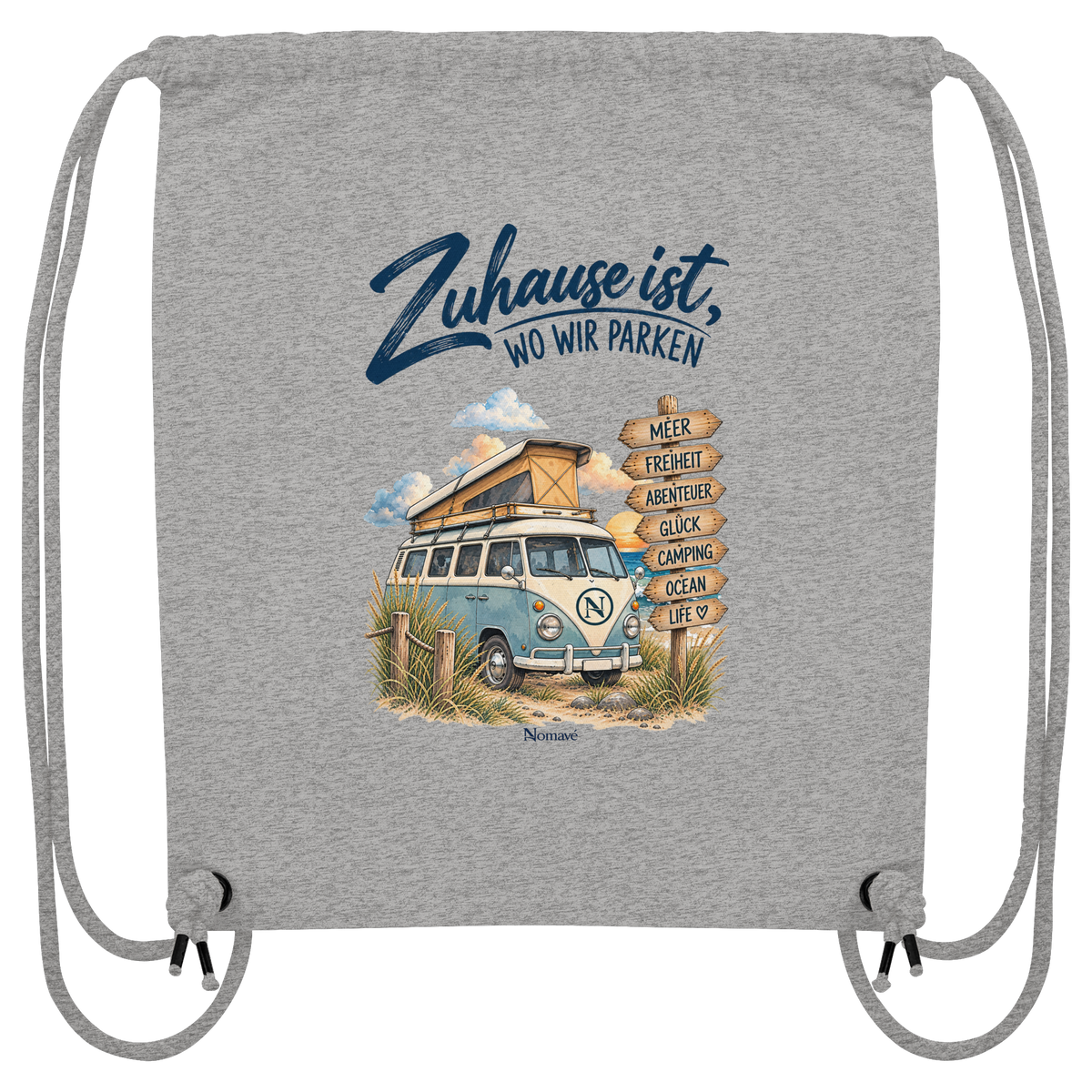 Zuhause ist, wo wir parken – Vanlife & Camping - Bio Gym-Bag Rucksack