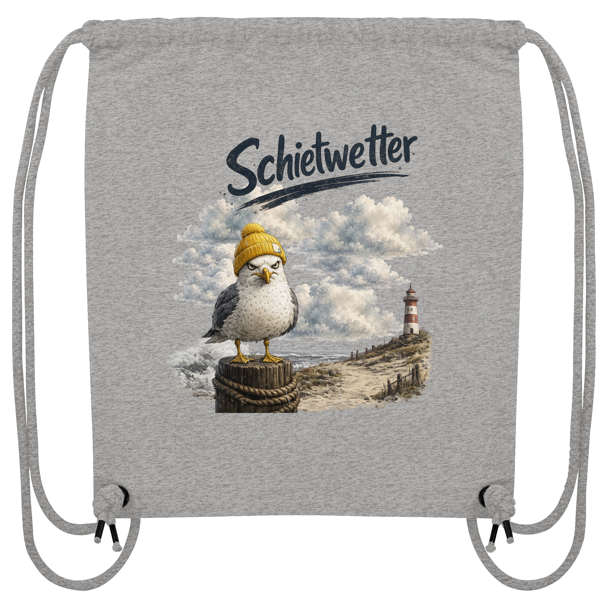 Möwe - Schietwetter - Ostsee - Leuchtturm - Maritimes Küsten Motiv - Für Ostsee und Nordsee - Fans - Organic Gym-Bag