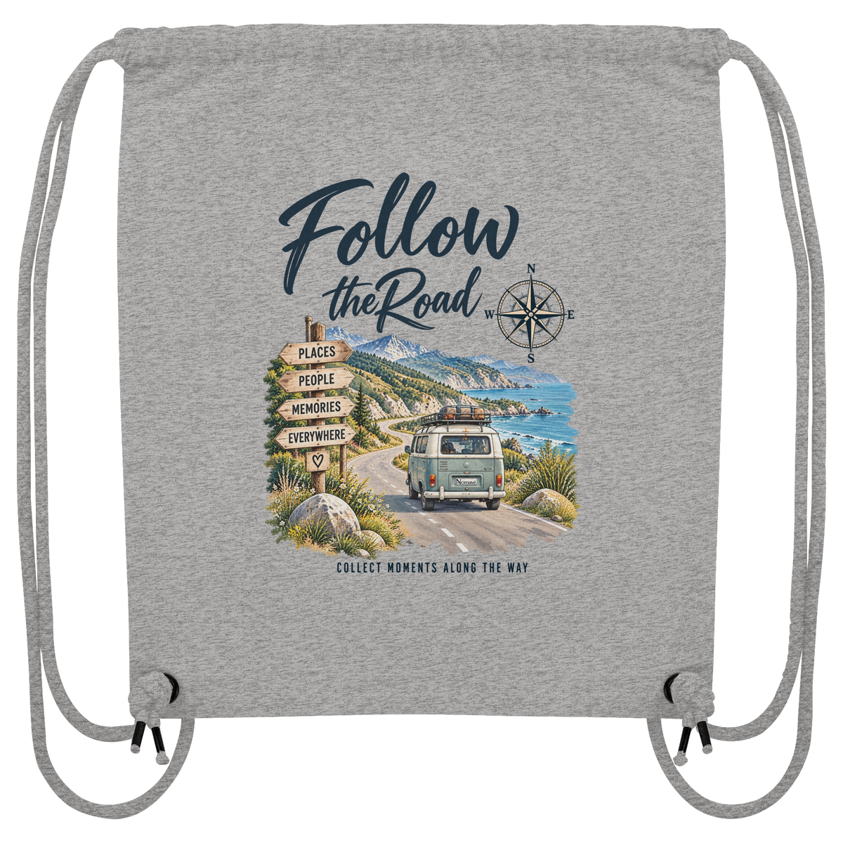 Follow the Road – Vanlife – Recycling-Gym-Bag – Landschaftsmotiv