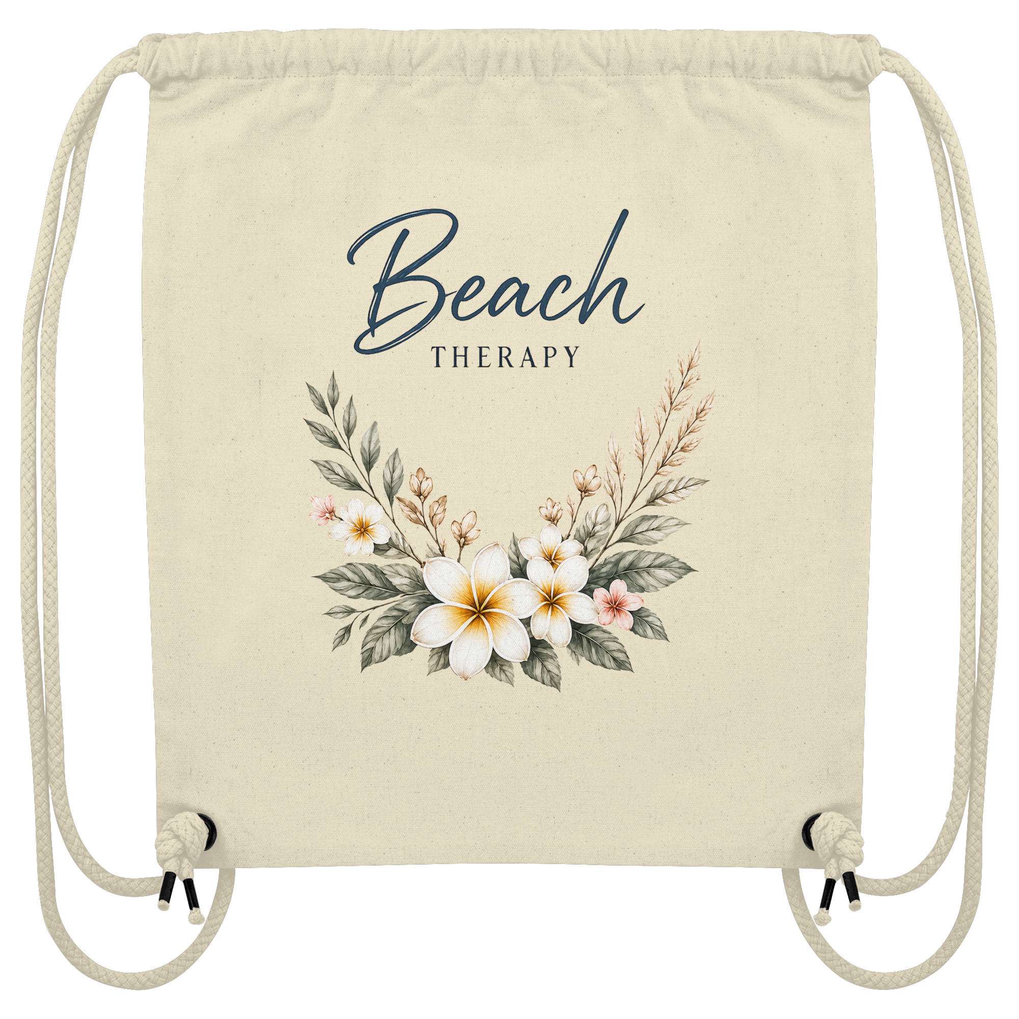 Beach Therapy | Florales Strandmotiv | Sommer | Urlaub | Meer | Blumen | - Organic Gym-Bag