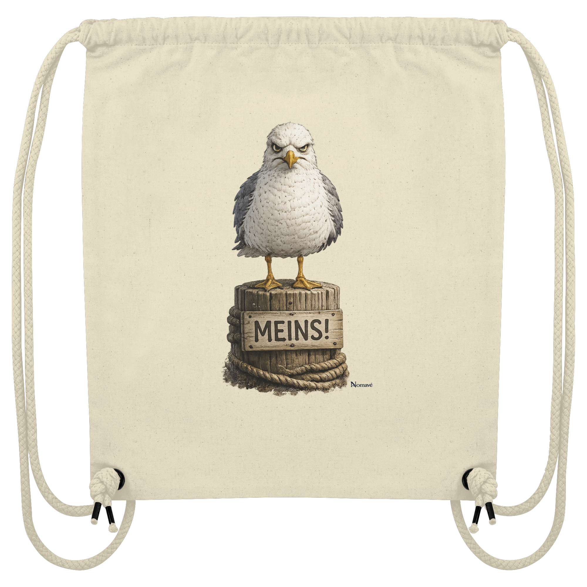Möwe mit Meinung – MEINS! | - Organic Gym-Bag