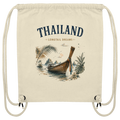 Naturfarbener Organic Gym Bag mit Thailand Longtail Dreams Motiv
