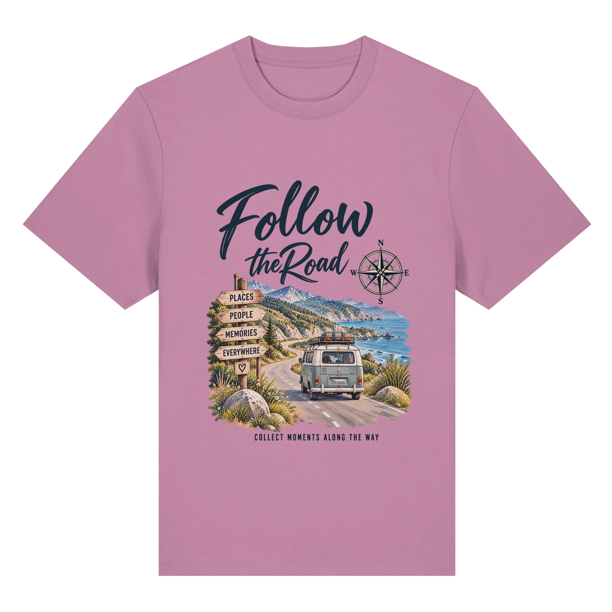 Follow the Road – Vanlife – Bio Heavy T-Shirt – Frontprint
