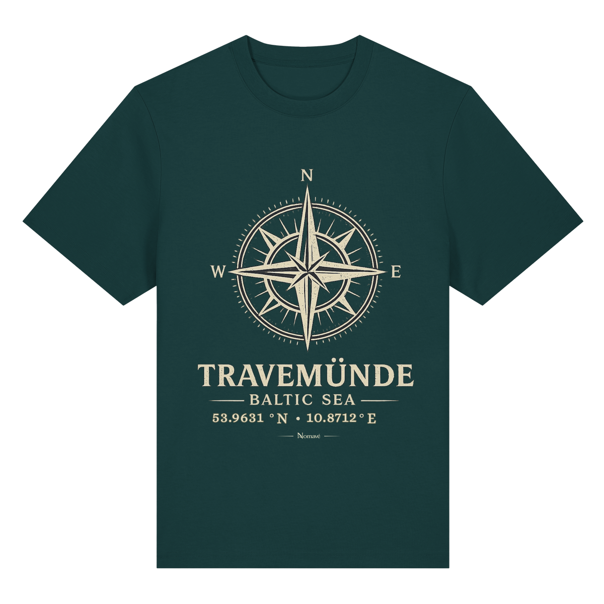 Travemünde Windrose – Bio-Heavy T-Shirt – Dark Edition