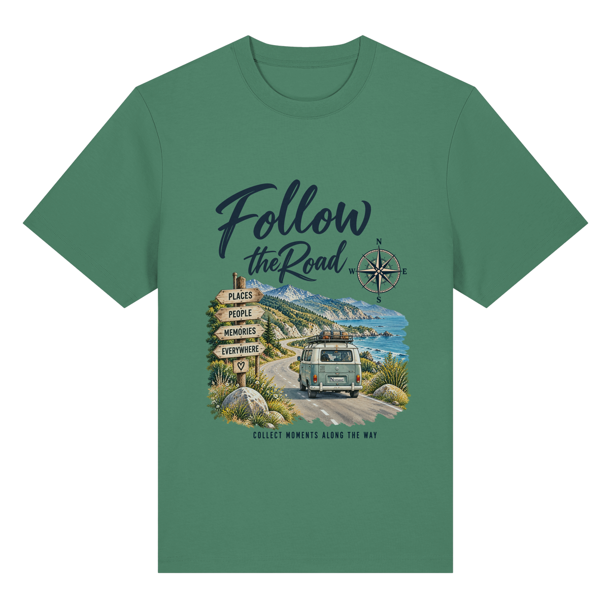 Follow the Road – Vanlife – Bio Heavy T-Shirt – Frontprint