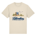 Bio-Heavy-T-Shirt Kühlungsborn – Strandkorb & Ostsee in Natural Raw, Shirtigo-Originalmockup der Vorderseite mit Strandkorbmotiv.