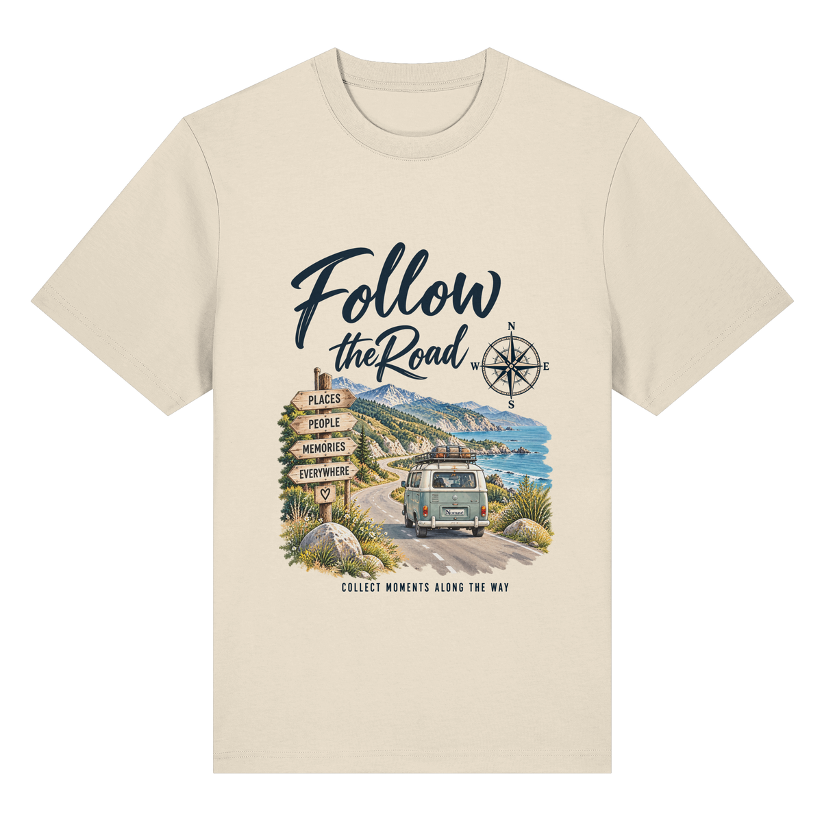Follow the Road – Vanlife – Bio Heavy T-Shirt – Frontprint