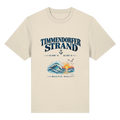 Original-Mockup 1: Unisex Bio-Heavy-T-Shirt in Natural Raw mit Timmendorfer Strand – Baltic Sea Frontprint.