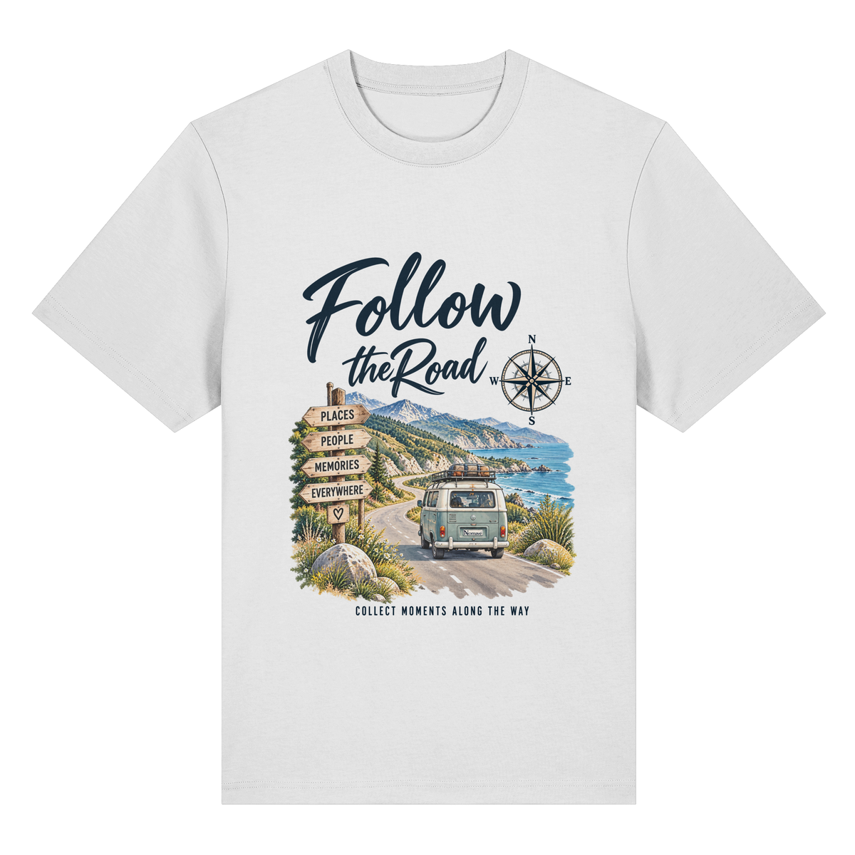 Follow the Road – Vanlife – Bio Heavy T-Shirt – Frontprint