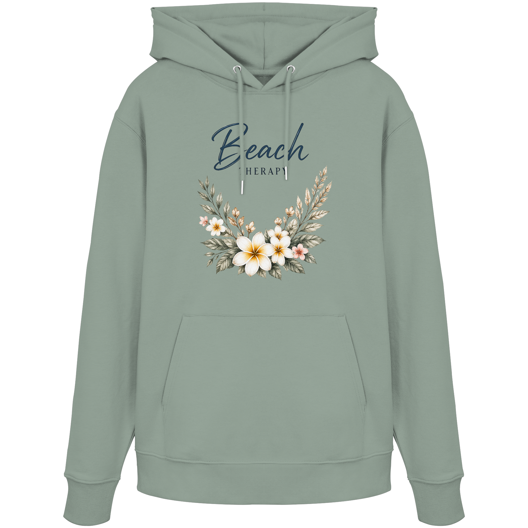 Beach Therapy | Florales Strandmotiv | Sommer | Urlaub | Meer | Blumen | - Organic Hoodie