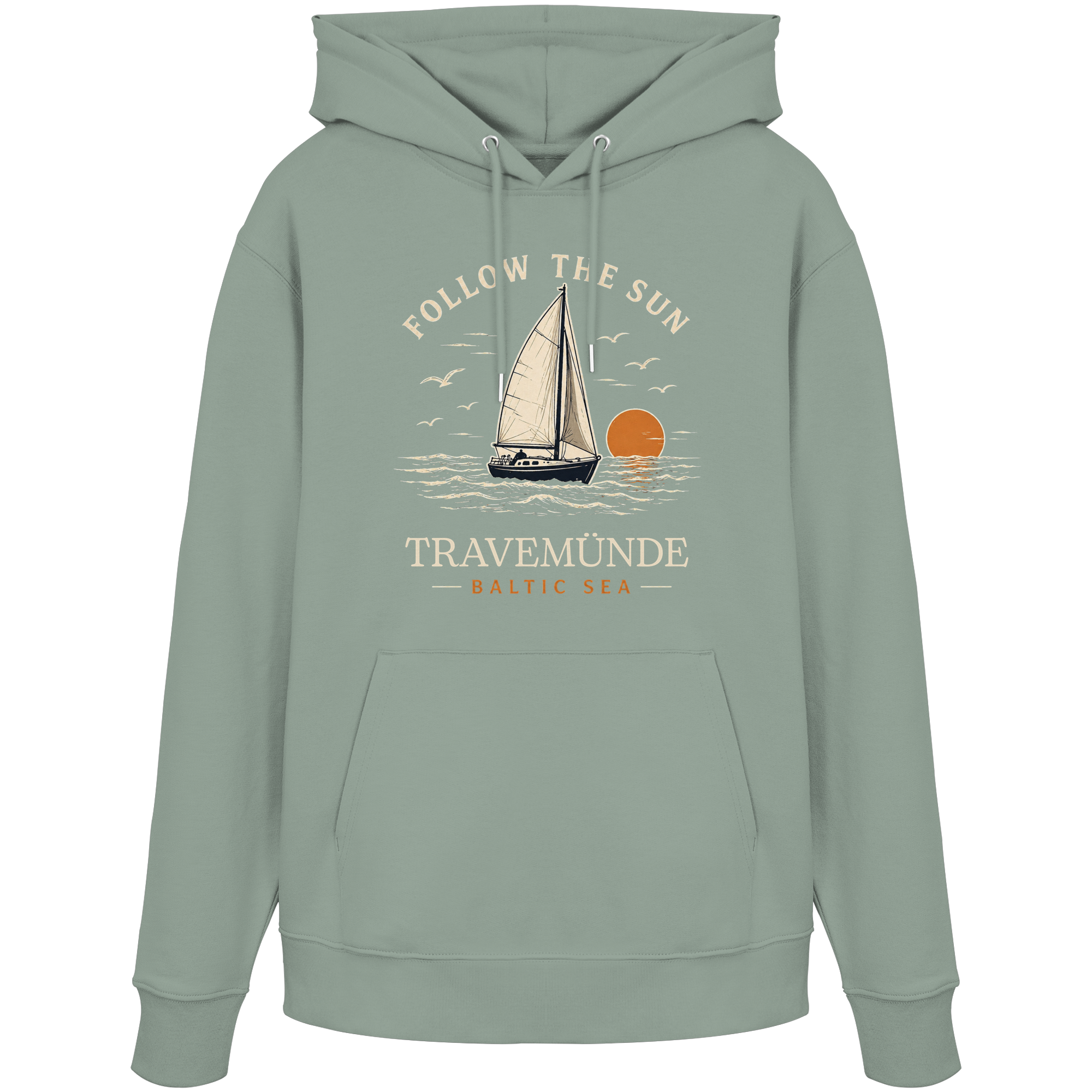 Travemünde Follow The Sun Dark Edition Hoodie aus 100 % Bio-Baumwolle