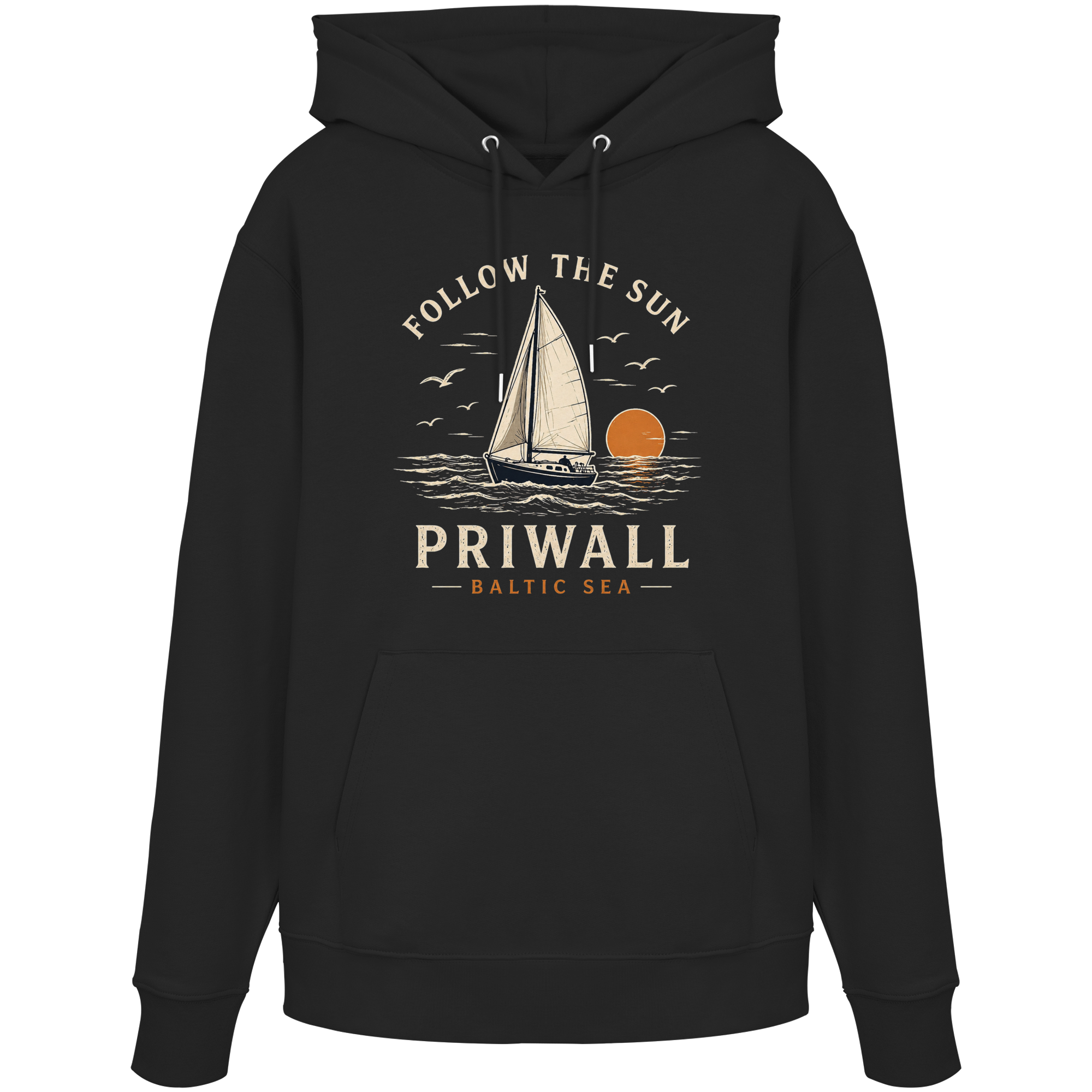 Follow the Sun Hoodie – Priwall Ostsee – Organic Unisex (Dark Collection)
