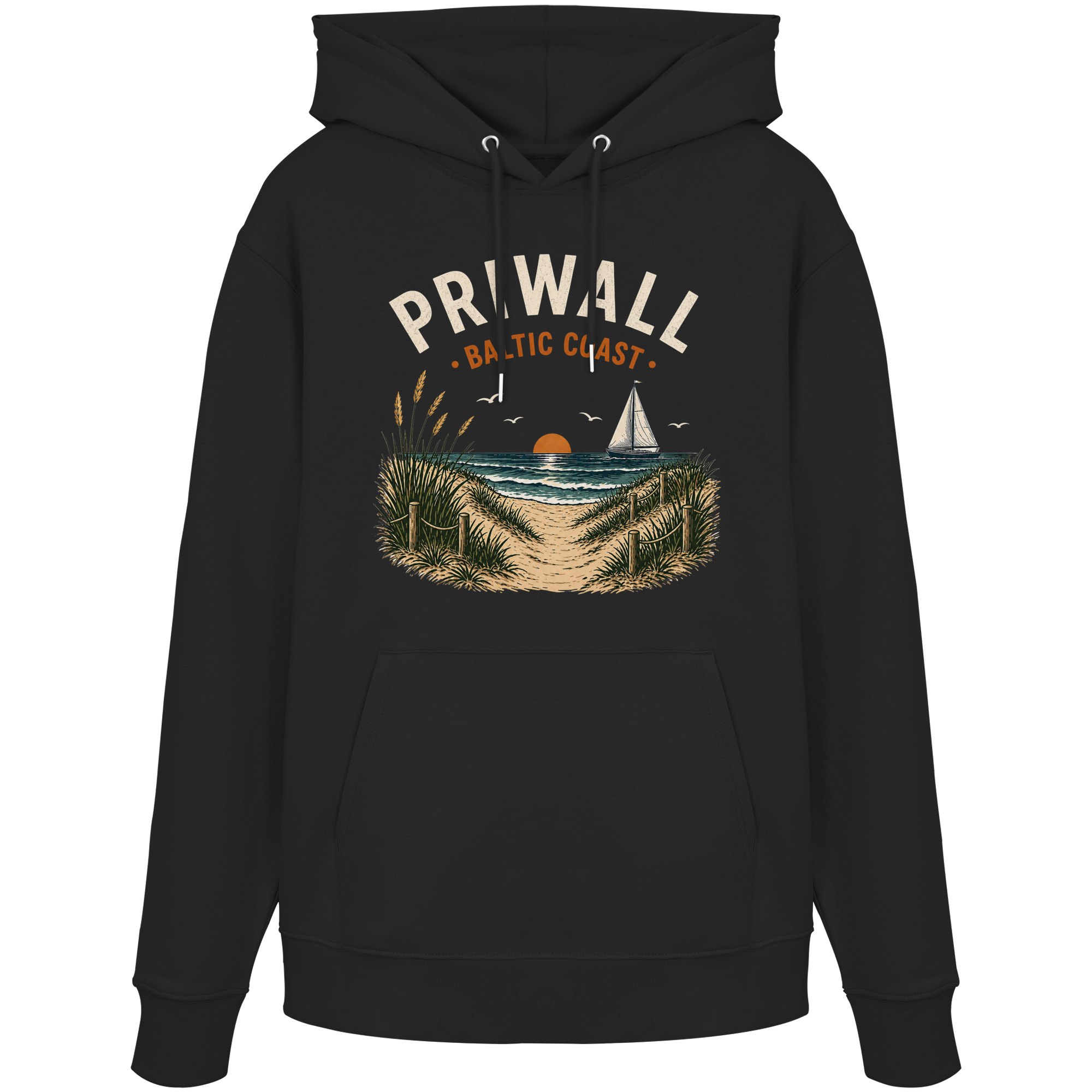 Baltic Coast Hoodie – Priwall Ostsee – Organic Unisex (Dark Collection)