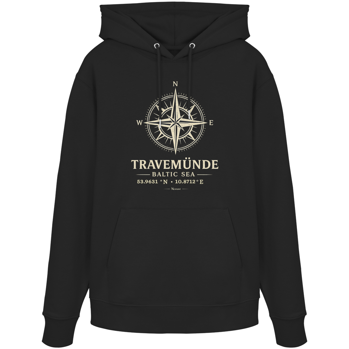 Travemünde Windrose - Dark Edition - Bio Hoodie - Ostsee Kapuzenpullover