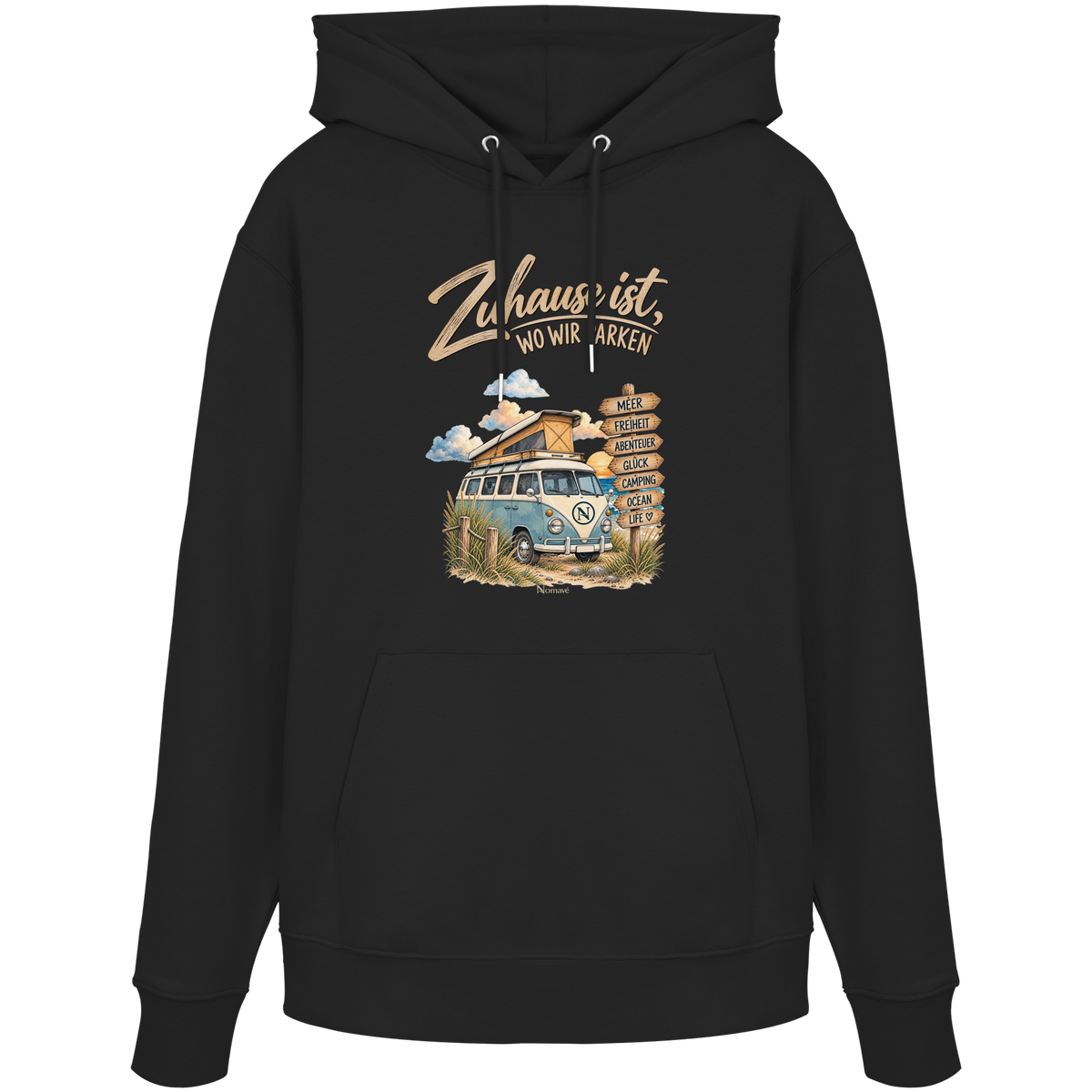 Zuhause ist, wo wir parken – Vanlife & Camping - Bio Hoodie Kapuzenpullover