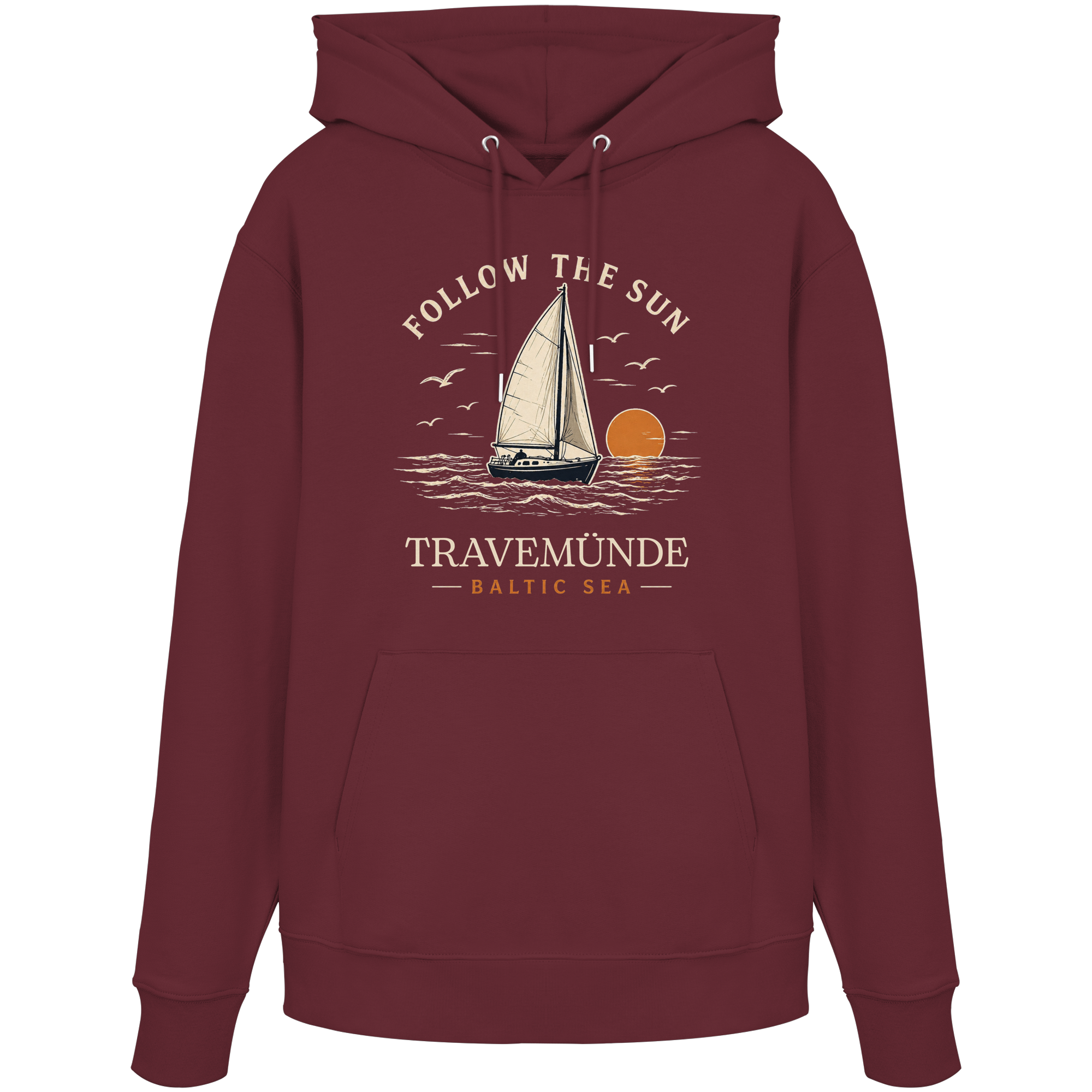 Travemünde Follow The Sun Dark Edition Hoodie aus 100 % Bio-Baumwolle