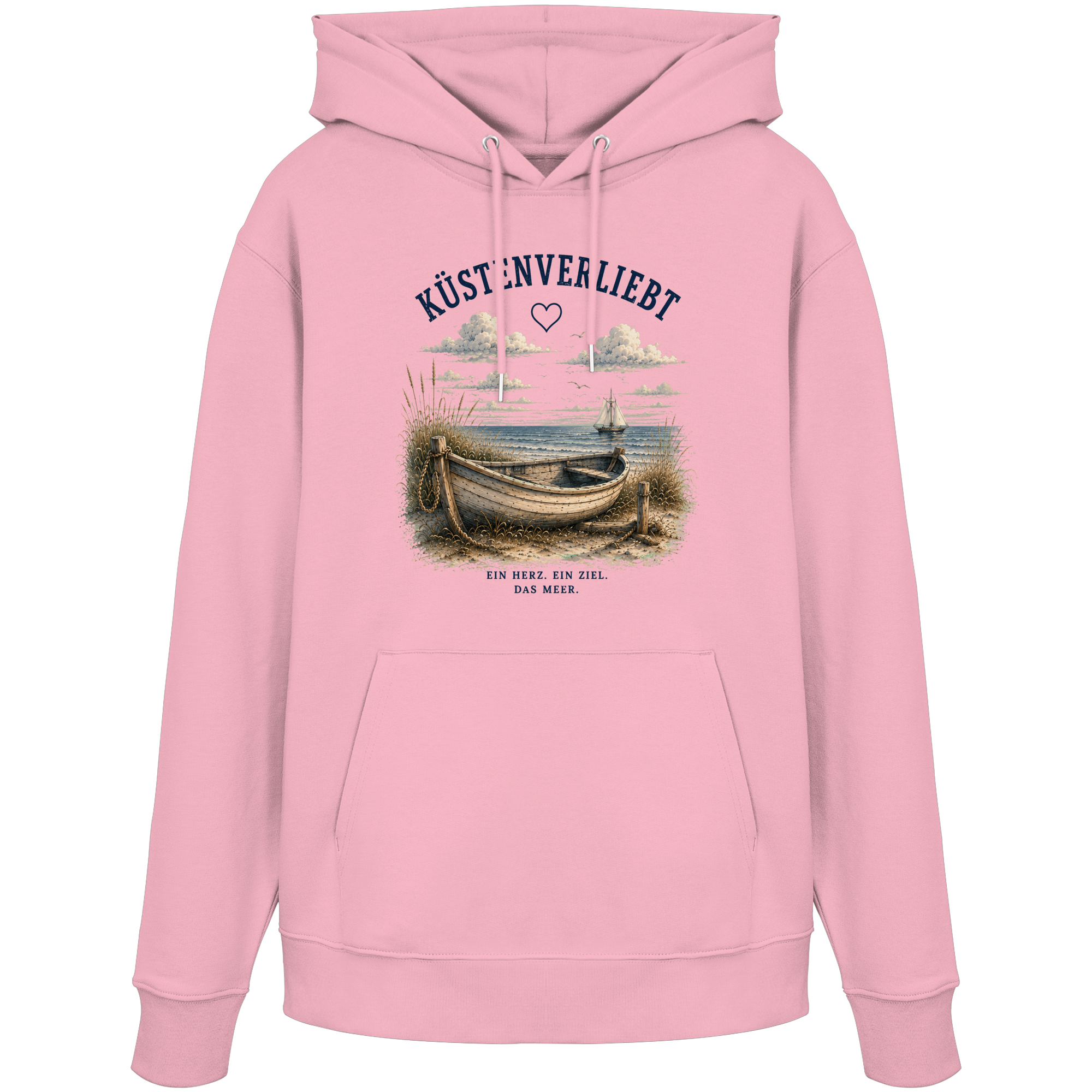 Küstenverliebt Hoodie – Zuhause ist, wo das Meer ist | Küstengefühl Bio Hoodie